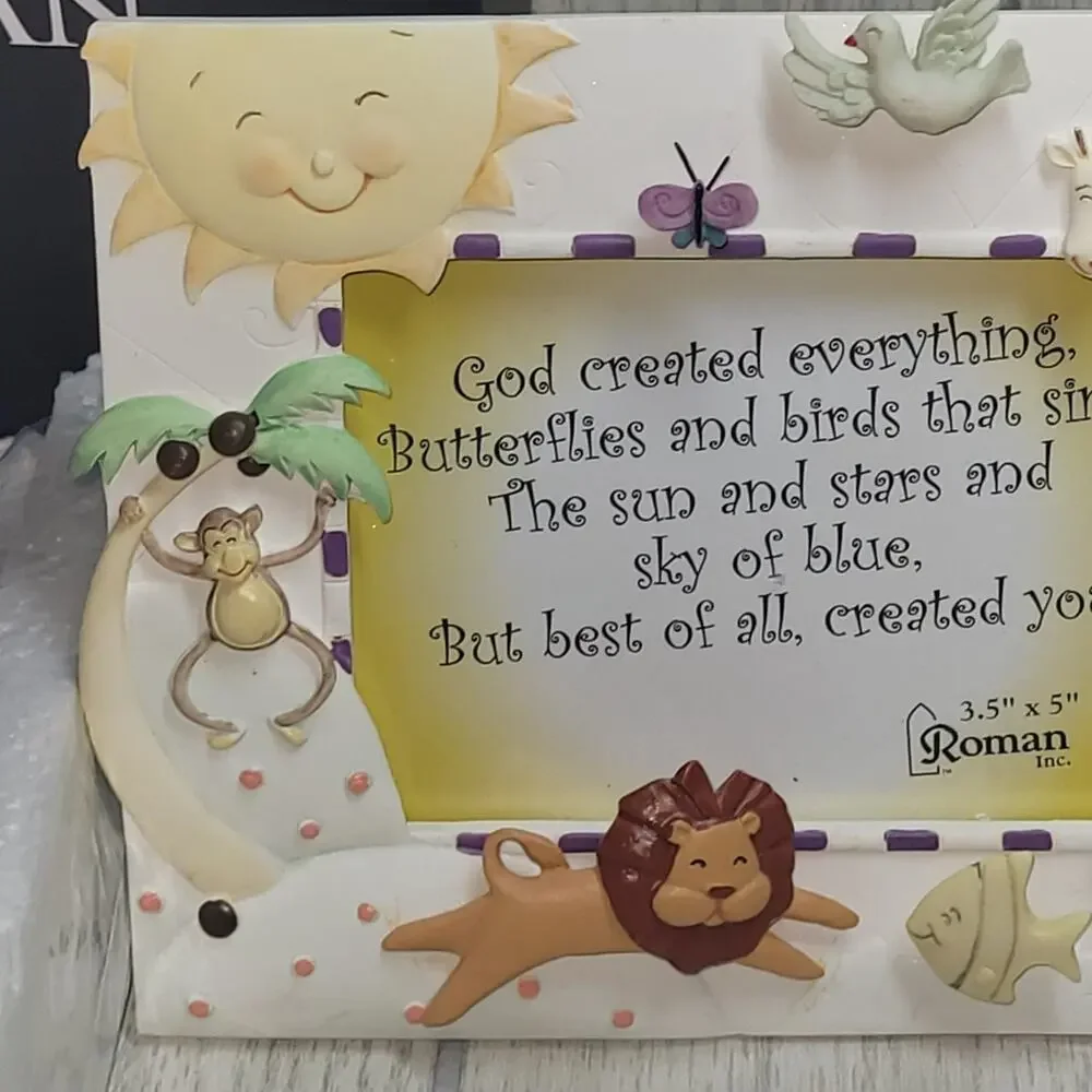 Vtg 2003 Roman God Created Everything Photo Frame Kids 3.5